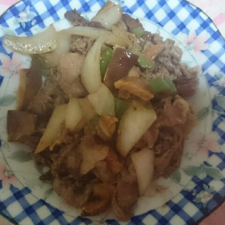 牛肉と野菜椎茸炒め